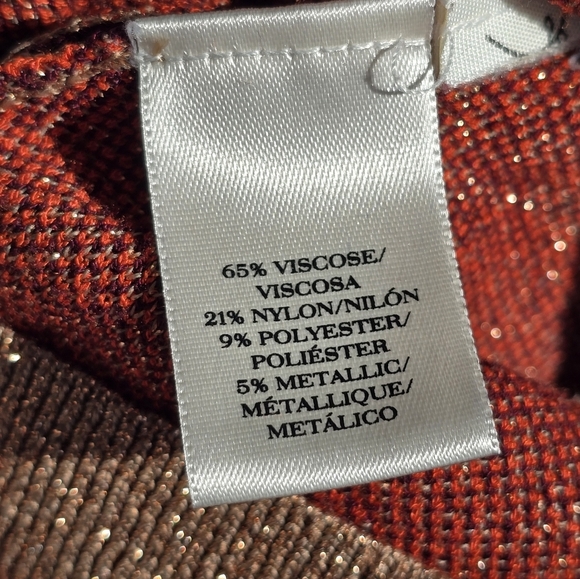 Ann Taylor Sweater Gold Metallic Retro Pull Over Sparkle Size Medium - Picture 9 of 11